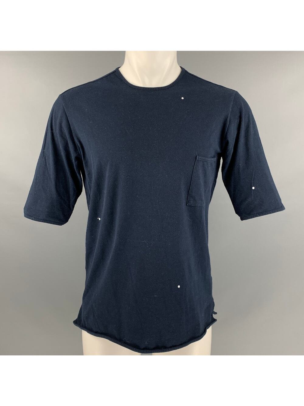 CAMO Size M Navy White Embroidery Cotton  Polyamide Crew Neck T-shirt